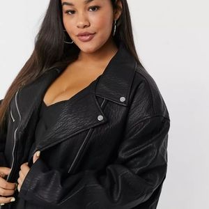 ASOS Design Curve oversized leather like biker jacket